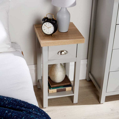 Home Source Avon 1 Drawer Grey Bedside Table Unit