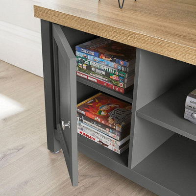 Home Source Avon 2 Door 36mm Thick Top Wide TV Stand Shelf Unit Graphite