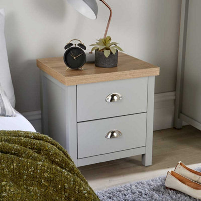 Home Source Avon 2 Drawer Bedside Grey