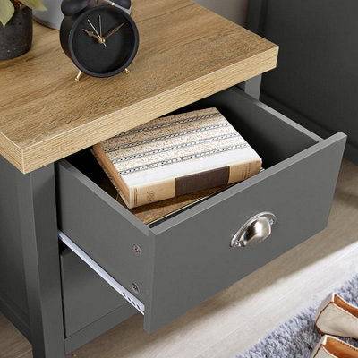 Home Source Avon 2 Drawer Bedside Table Unit Graphite