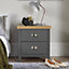 Home Source Avon 2 Drawer Bedside Table Unit Graphite