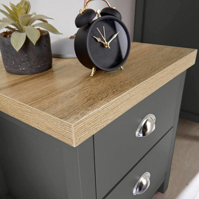 Home Source Avon 2 Drawer Bedside Table Unit Graphite