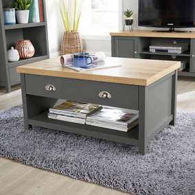 Home Source Avon 2 Drawer Coffee Table Graphite