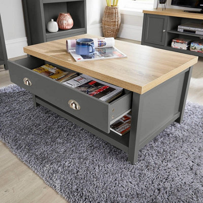 Home Source Avon 2 Drawer Coffee Table Graphite