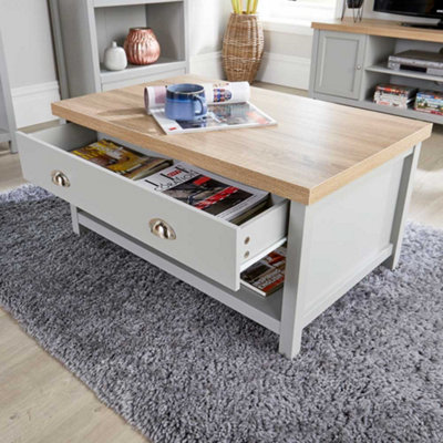 Home Source Avon 2 Drawer Coffee Table Unit Grey