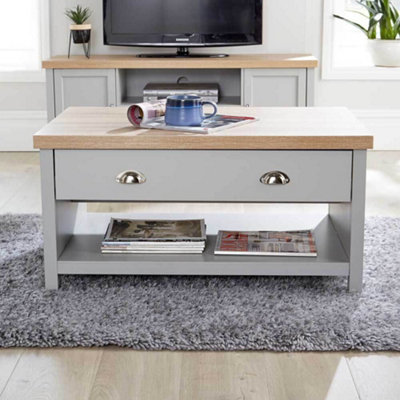 Home Source Avon 2 Drawer Coffee Table Unit Grey