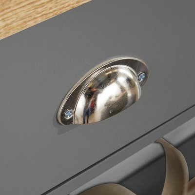Home Source Avon 2 Drawer Hallway Console Table Graphite Grey