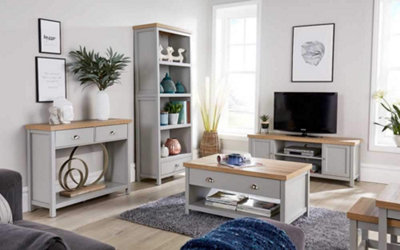 Home Source Avon 2 Drawer Hallway Console Table Grey