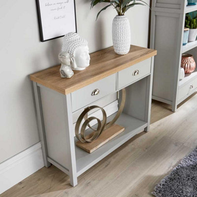 Home Source Avon 2 Drawer Hallway Console Table Grey