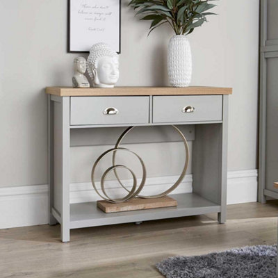 Home Source Avon 2 Drawer Hallway Console Table Grey
