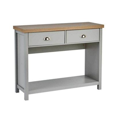 Home Source Avon 2 Drawer Hallway Console Table Grey