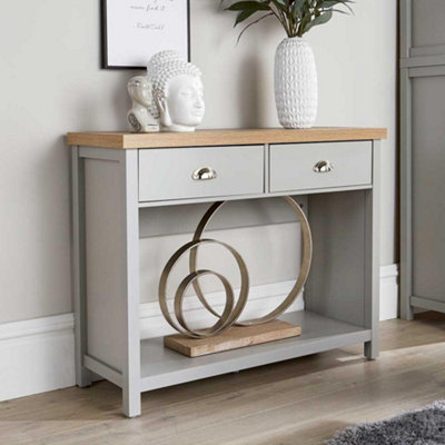 Home Source Avon 2 Drawer Hallway Console Table Grey