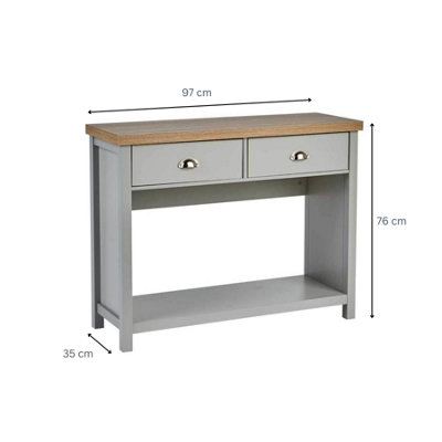 Home Source Avon 2 Drawer Hallway Console Table Grey