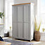 Home Source Avon 3 Door Wardrobe with Storage Shelves Grey