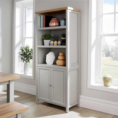 Home Source Avon 3 Shelves 1 Cupboard Bookcase Display Storage Unit Grey