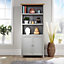 Home Source Avon 3 Shelves 1 Cupboard Bookcase Display Storage Unit Grey