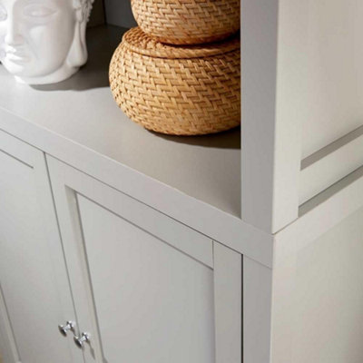 Home Source Avon 3 Shelves 1 Cupboard Bookcase Display Storage Unit Grey