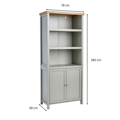 Home Source Avon 3 Shelves 1 Cupboard Bookcase Display Storage Unit Grey
