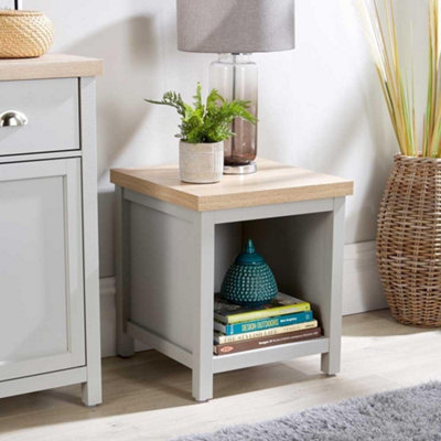 Home Source Avon 36mm Thick Top Lamp Side Occasional Table Grey
