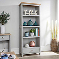 Home Source Avon 4 Shelves 1 Drawer Bookcase Storage Unit Grey