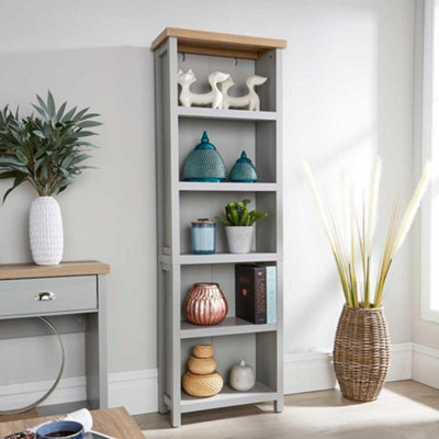 Home Source Avon 5 Shelves Tall Bookcase Storage Unit 36mm Thick Top Grey