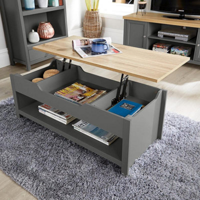 Home Source Avon Hidden Storage Lift Up Coffee Table Graphite