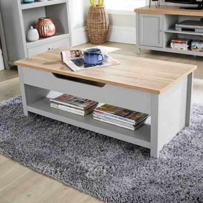 Home Source Avon Hidden Storage Lift Up Coffee Table Grey