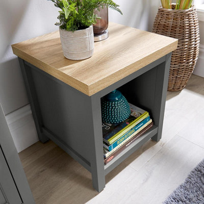 Home Source Avon Lamp Side Table Graphite Grey