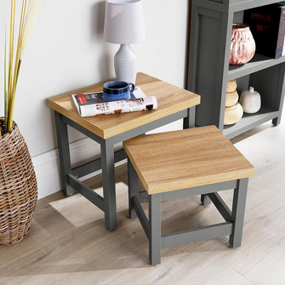 Home Source Avon Nest of 2 Tables Set Graphite Grey