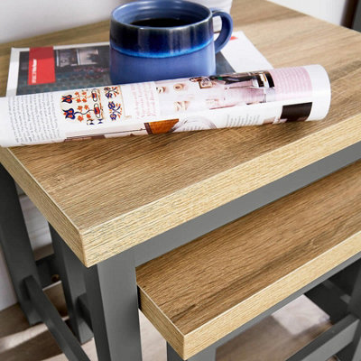 Home Source Avon Nest of 2 Tables Set Graphite Grey