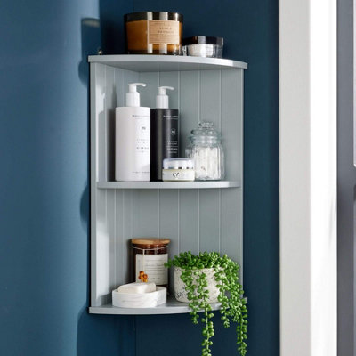 Home Source Bathroom Kitchen Corner Storage Shelf - Grey