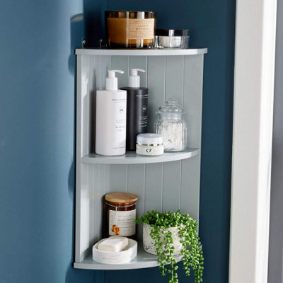 Home Source Bathroom Kitchen Corner Storage Shelf - Grey
