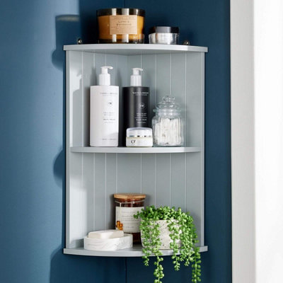Home Source Bathroom Kitchen Corner Storage Shelf - Grey