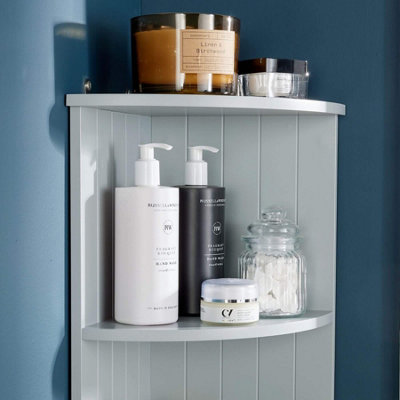 Home Source Bathroom Kitchen Corner Storage Shelf - Grey