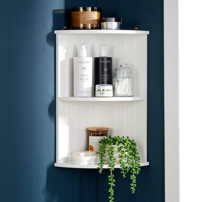 Home Source Bathroom Kitchen Corner Storage Shelf White