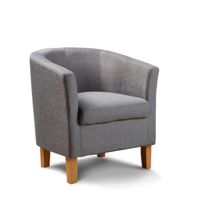 Home Source Bedford Small Padded Tub Accent Occasional Armchair Light Grey