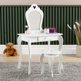 Home Source Belle Kids Dressing Table & Stool in White
