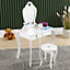Home Source Belle Kids Dressing Table & Stool in White