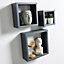 Home Source Berkley Set of 3 Cube Floating Storage Shelves Grey