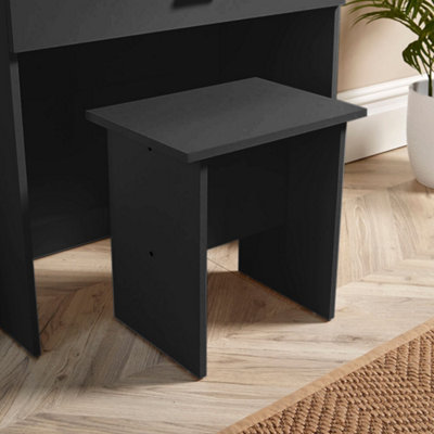Home Source Berlin 1 Drawer Dressing Table Set with Sliding Vanity Mirror and Stool Black
