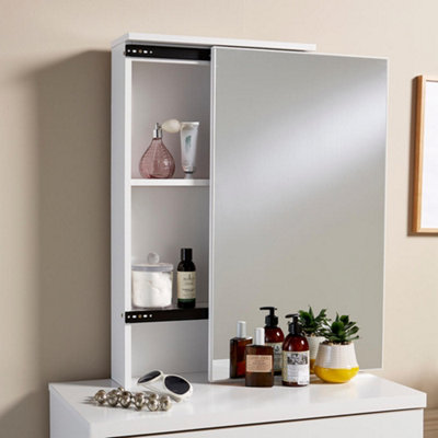 Home Source Berlin 1 Drawer Dressing Table Set with Sliding Vanity Mirror and Stool Grey