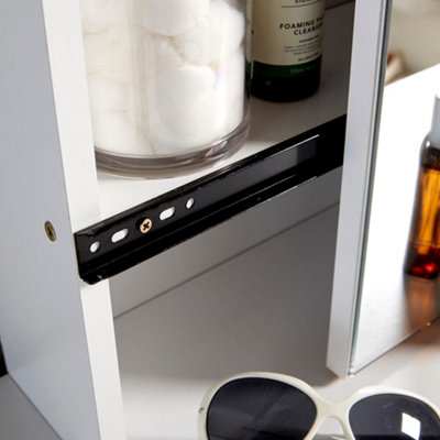 Home Source Berlin 1 Drawer Dressing Table Set with Sliding Vanity Mirror and Stool Grey
