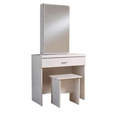 Home Source Berlin 1 Drawer Dressing Table Set with Sliding Vanity Mirror and Stool Grey
