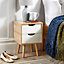 Home Source Boden 2 Drawer Bedside Table Unit White and Oak
