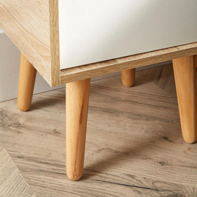 Home Source Boden 2 Drawer Bedside Table Unit White and Oak