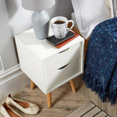 Home Source Boden 2 Drawer Bedside Table Unit White