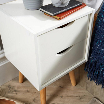 Home Source Boden 2 Drawer Bedside Table Unit White
