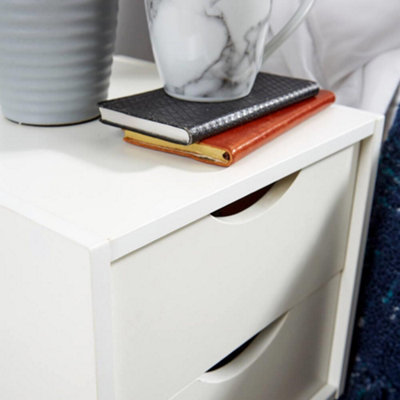 Home Source Boden 2 Drawer Bedside Table Unit White
