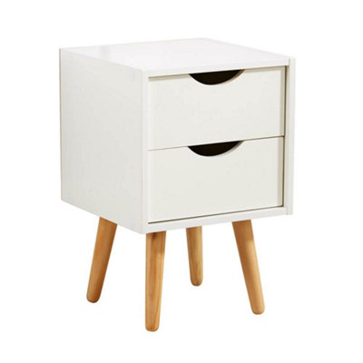 Home Source Boden 2 Drawer Bedside Table Unit White