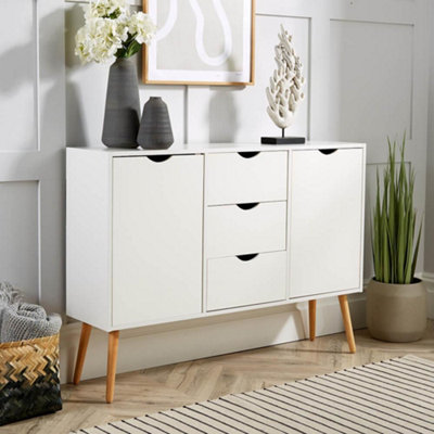 3 door store white sideboard